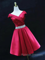 Off the Shoulder Short Burgundy Prom Dress Short Wine Red Prom Graduation Homecoming Dress