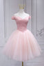 Off The Shoulder Short Pink Party Dress Homecoming Dress