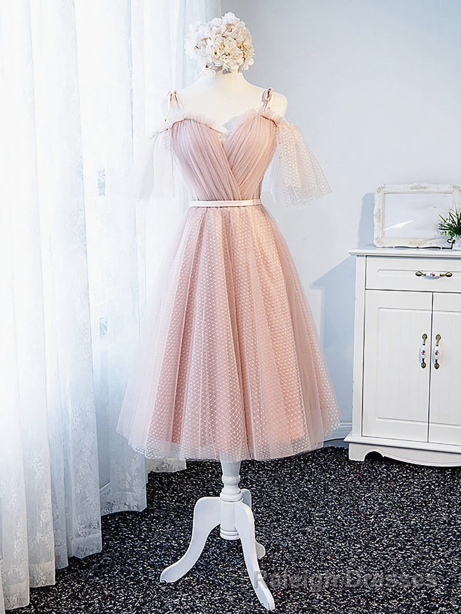 Off the Shoulder Short Pink Prom Dress, Short Pink Formal Graduation Bridesmaid Dresses Secondary image