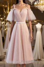 Off the Shoulder Short Pink Prom Dress with Corset Back, Short Pink Formal Graduation Bridesmaid Dresses