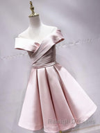 Off the Shoulder Short Pink Prom Dress Short Pink Prom Graduation Dress