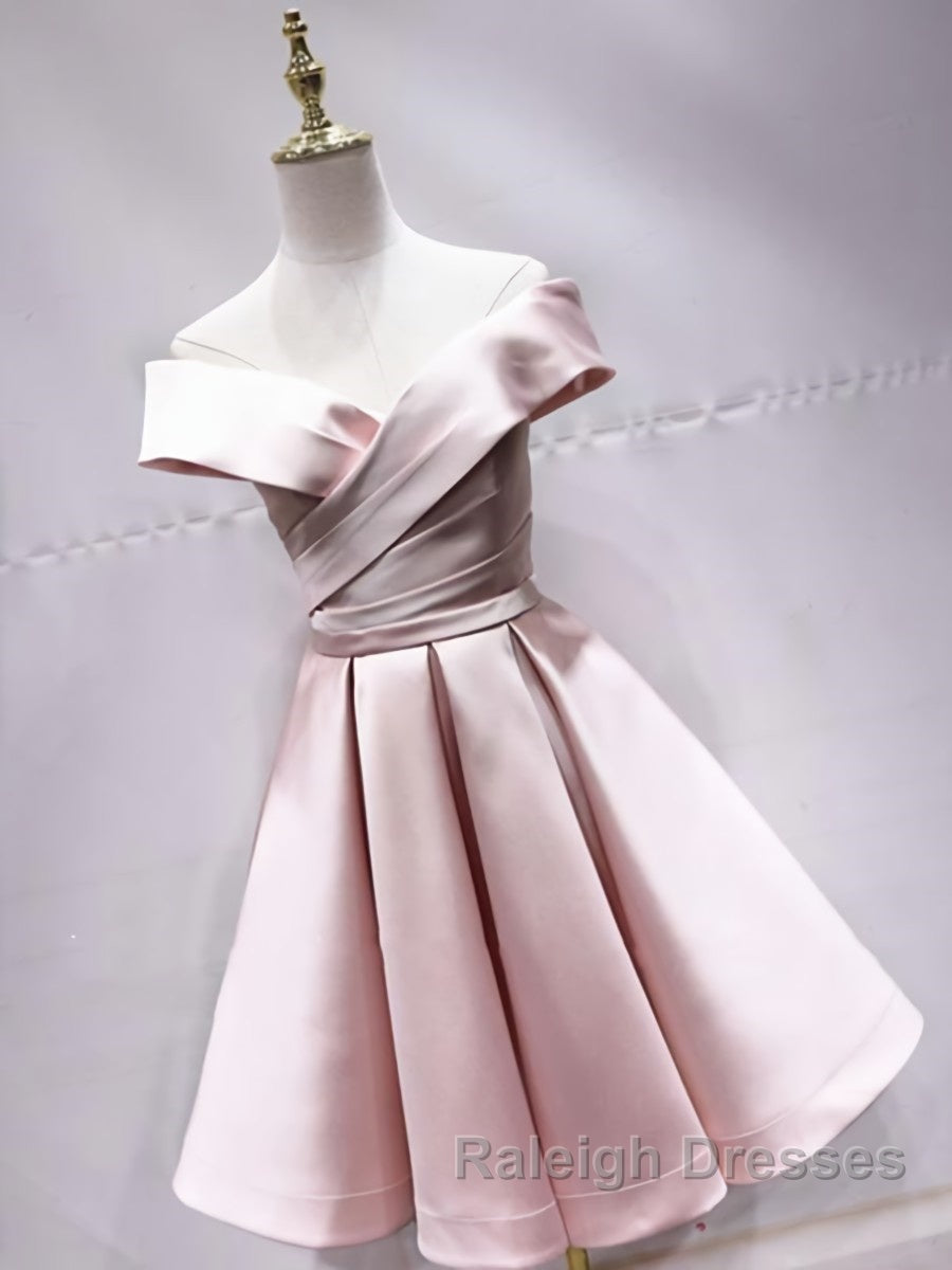 Off the Shoulder Short Pink Prom Dress Short Pink Prom Graduation Dress