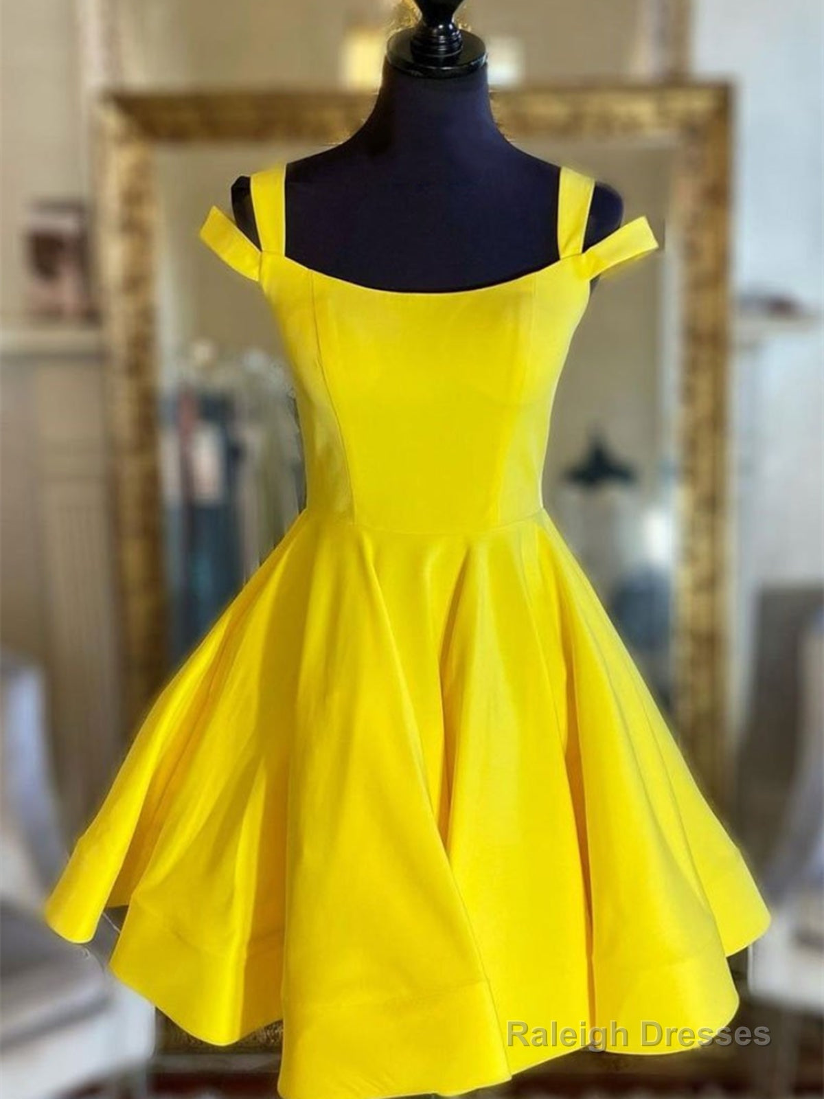 Off The Shoulder Short Yellow Prom Dress Short Yellow Prom Graduation Dress
