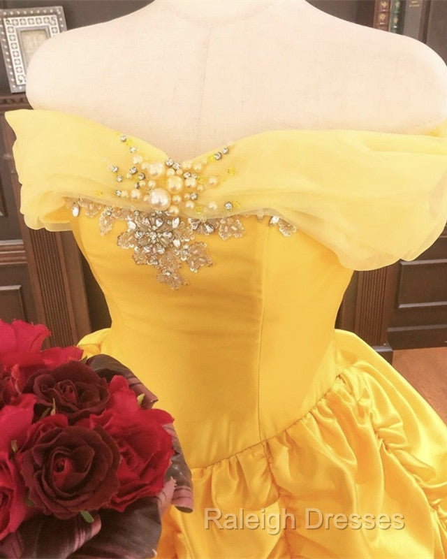 Off The Shoulder Taffeta Ball Gown Quinceanera Dresses Yellow