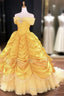 Off The Shoulder Taffeta Ball Gown Quinceanera Dresses Yellow