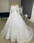 Off The Shoulder Wedding Dresses Long Sleeves Ball Gown