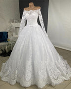 Off The Shoulder Wedding Dress Long Sleeves Ball Gowns