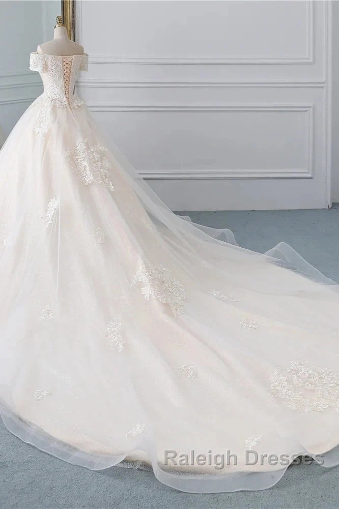 Off-The-Shoulder Wedding Gown With Lace Appliques Secondary image