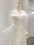 Off the Shoulder White Ivory Wedding Dresses, Ivory Prom Formal Graduation Dresses