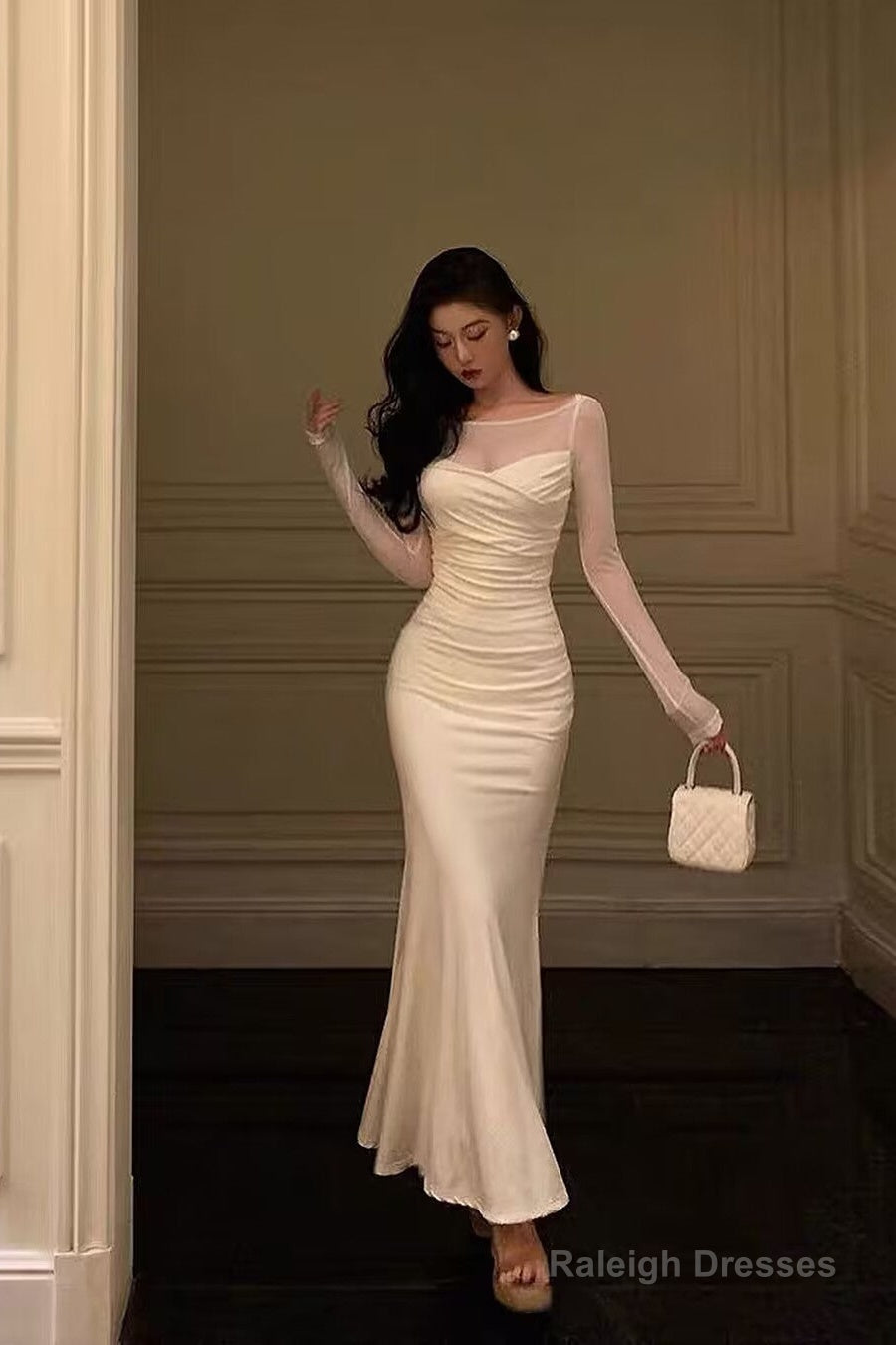 Off The Shoulder White Mermaid Prom Dresses Main image