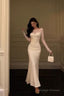 Off The Shoulder White Mermaid Prom Dress