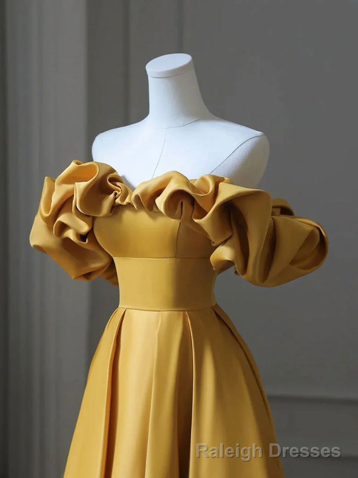 Off the Shoulder Yellow Long Prom Dresses, Yellow Off Shoulder Long Formal Prom Dresses