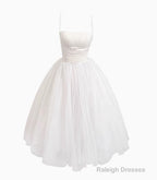 Off-White A-Line Spaghetti Strap Tulle Prom Dress Birthday Dress