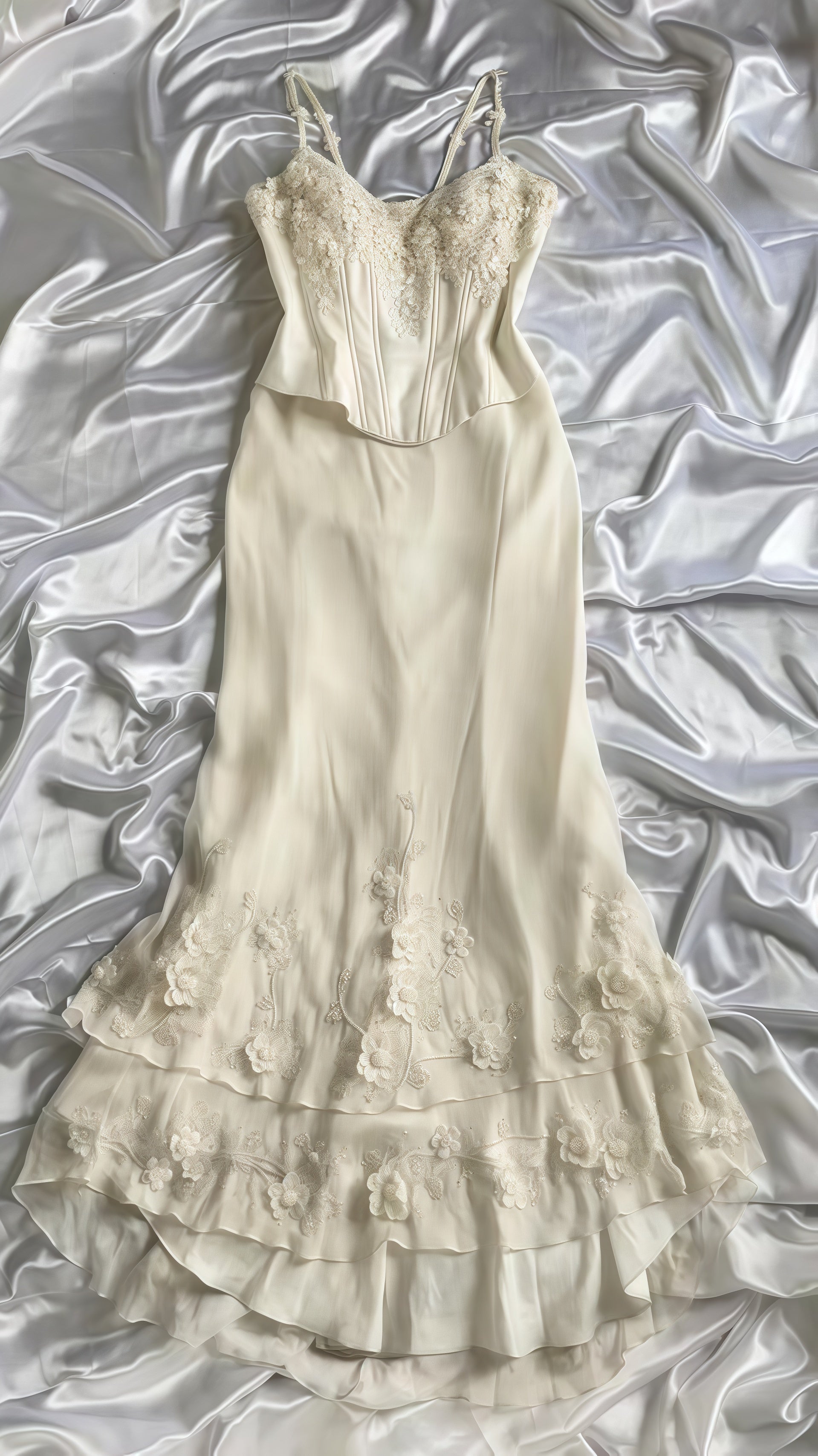 Off White Chiffon Appliques Prom Dresses Two Pieces Mermaid Prom Dresses
