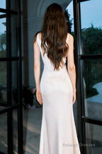 Off-White Irregular Suspender Dresses Satin Birthday Prom Dresseses