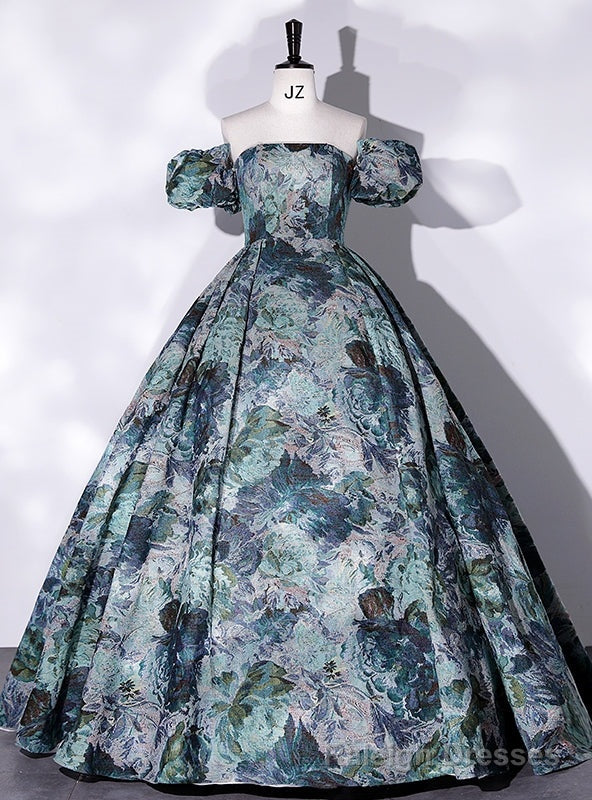 Oil Paint Strapless Quinceanera Dress Detachable Sleeve