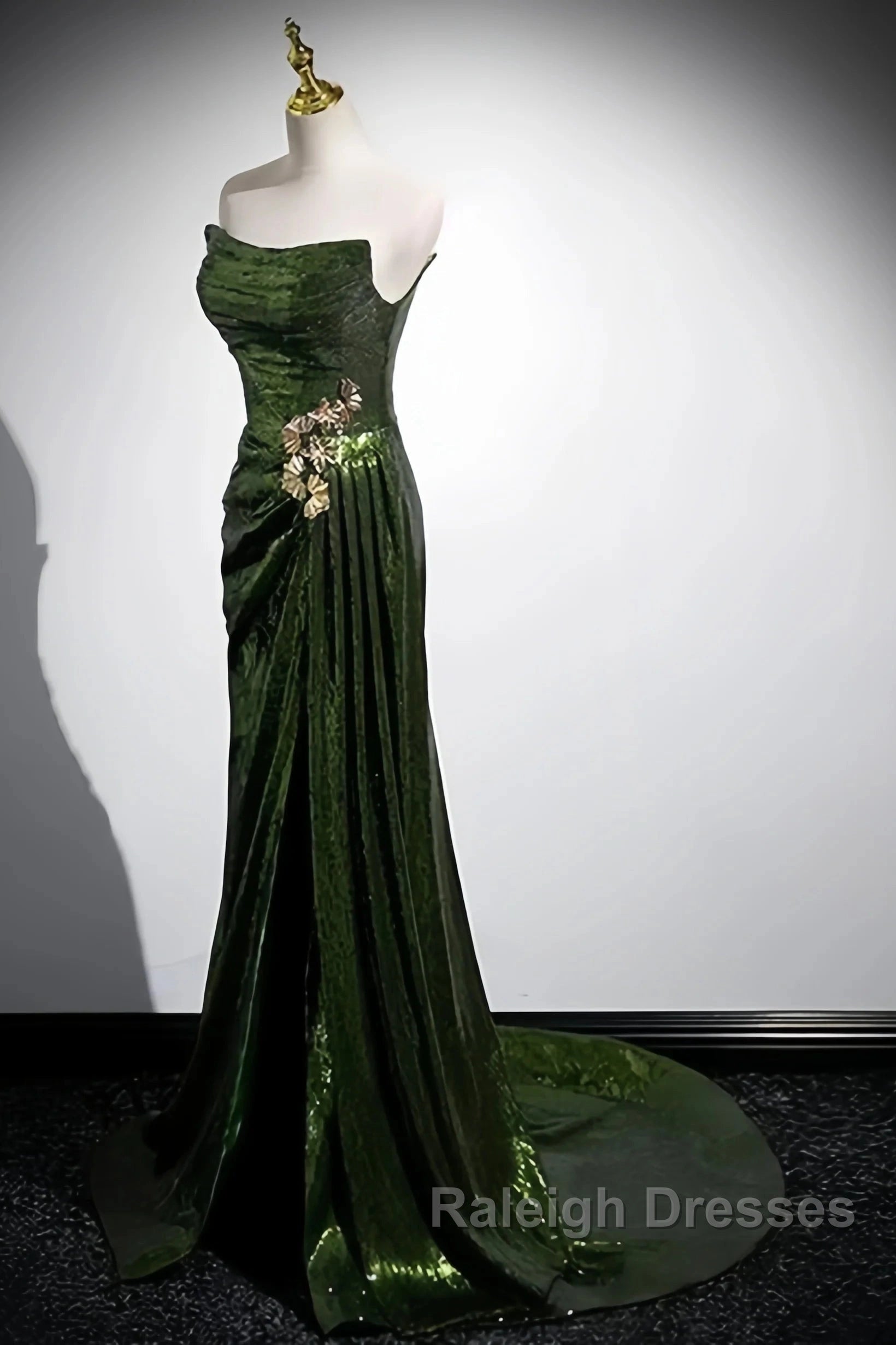 Olive Green Trumpet Mermaid Sequin Prom Dresses