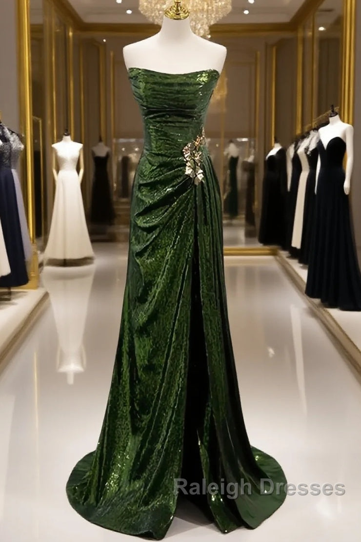 Olive Green Trumpet Mermaid Sequin Prom Dresses Main image