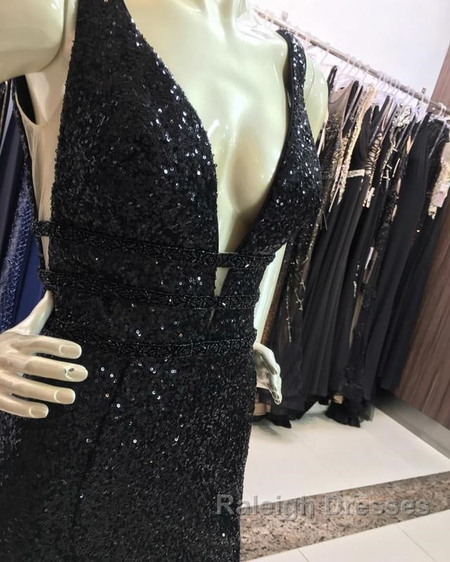 Ombre Mermaid V-Neck Court Train Prom Sequins Dress