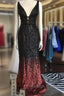 Ombre Mermaid V-Neck Court Train Prom Sequins Dress