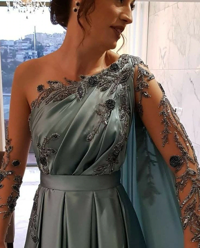 One Shoulder Beading Prom Dress Prom Dresses