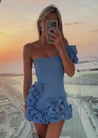 One Shoulder Bodycon Homecoming Dress With Ruffles