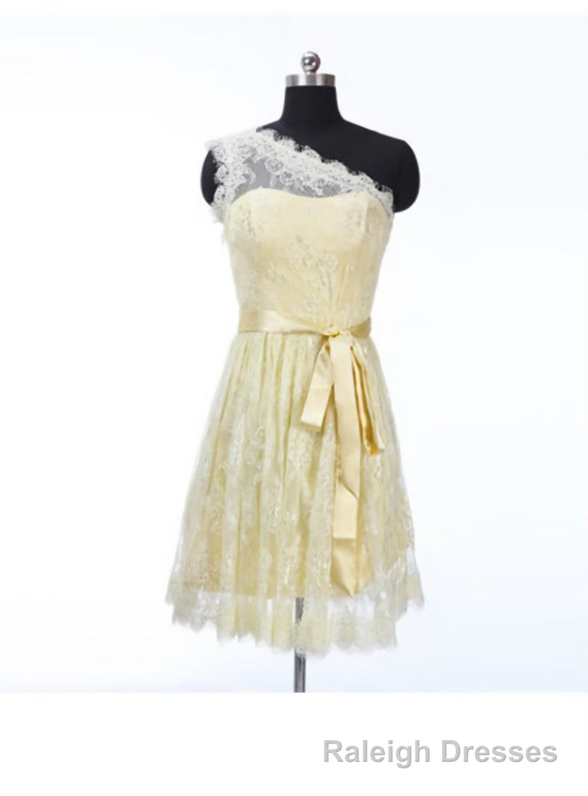 One shoulder bridesmaid dress junior bridesmaid dress lace bridesmaid dress Main image