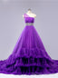 One Shoulder Cloud Ball Gowns Tulle Ruffles Wedding Dresses