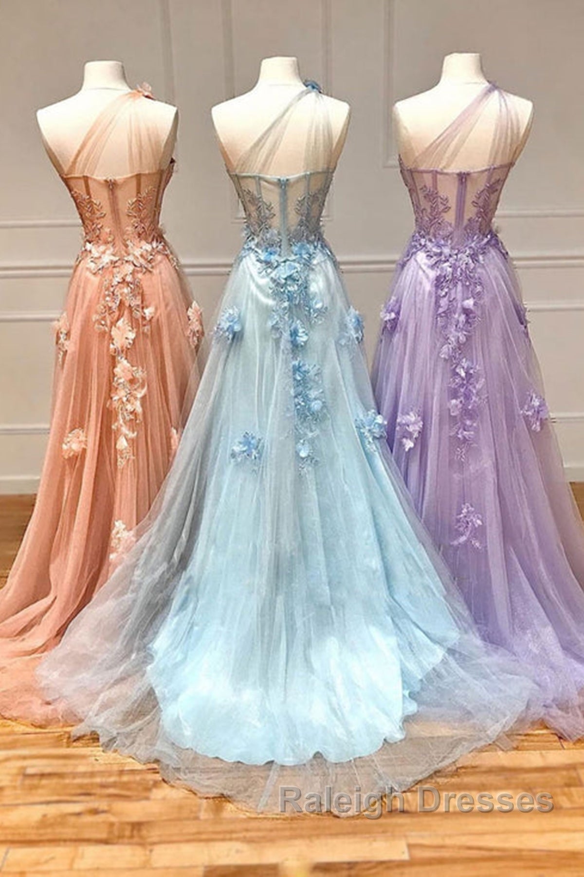 One Shoulder Floral Long Prom Dress Prom Graduation Prom Dresses Secondary image