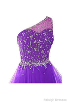 One Shoulder Prom Dress Tulle Homecoming Dresses With Beading