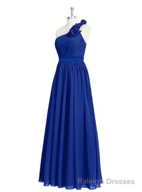 One Shoulder Royal Blue Beautiful Floor Length Bridesmaid Dresses