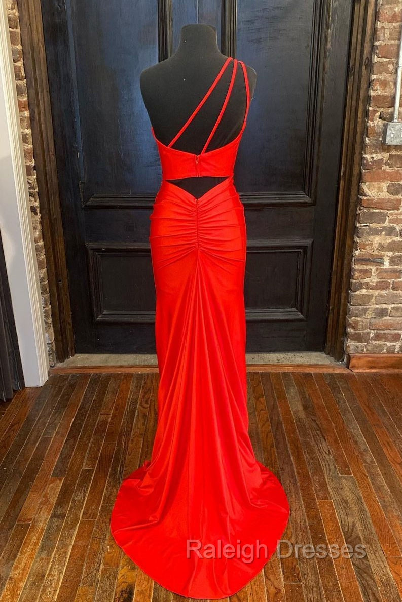 One Shoulder Satin Formal Dress With Slit Secondary image