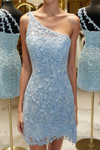 One Shoulder Short Lace Prom Dress Short Lace Prom Homecoming Dress