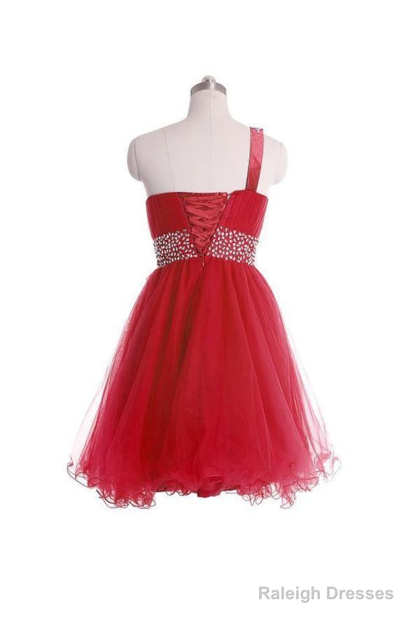 One Shoulder Short Prom Dresses Homecoming Dress With Beading Secondary image