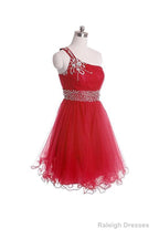 One Shoulder Short Prom Dresses Homecoming Dress With Beading