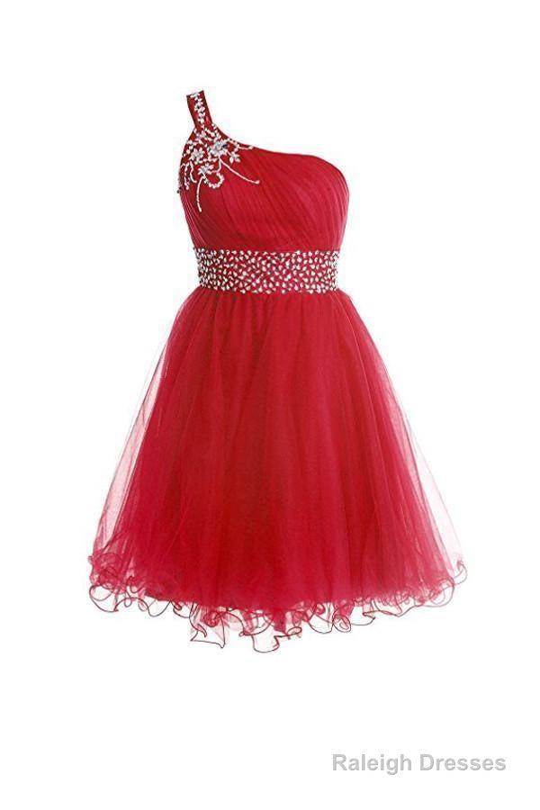 One Shoulder Short Prom Dresses Homecoming Dress With Beading Main image