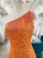 One Shoulder Short Tight Orange Blue Prom Dresses, One Shoulder Short Formal Homecoming Dresses