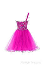 One Shoulder Tulle Homecoming Dresses Short Prom Dresses With Beading