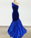 One Shoulder Velvet Prom Dress Mermaid Satin Ruffles
