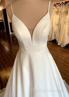 Open Back A-Line Satin Wedding Dresses