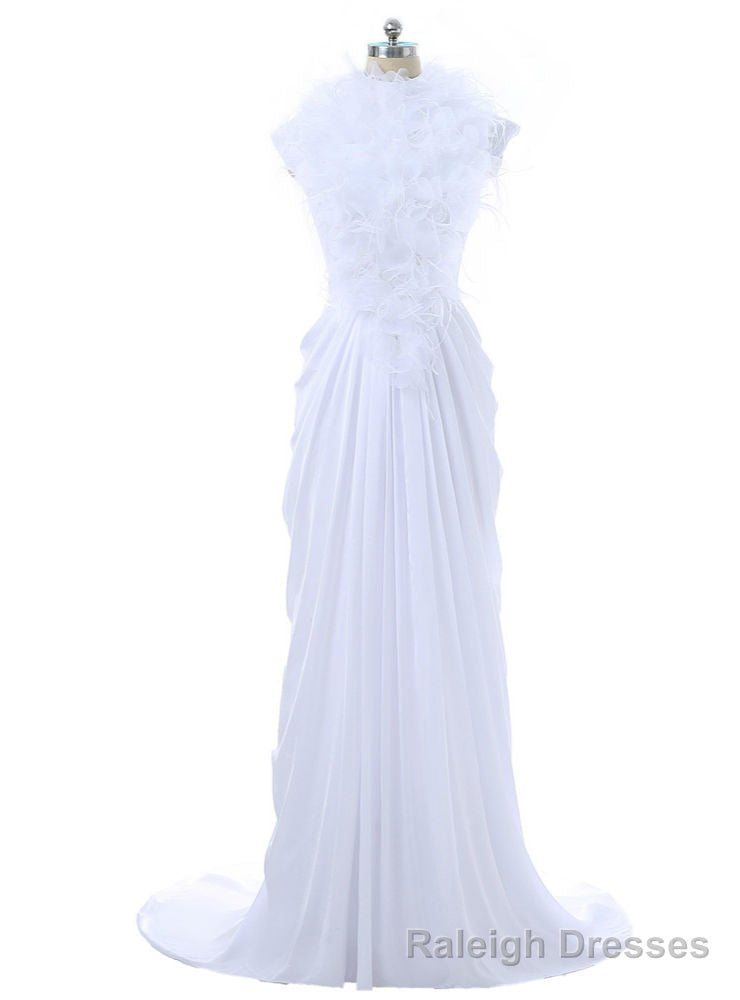 Open Back Formal Celebrity Dresses Mermaid Cap Sleeves Chiffon Lace Feather Main image