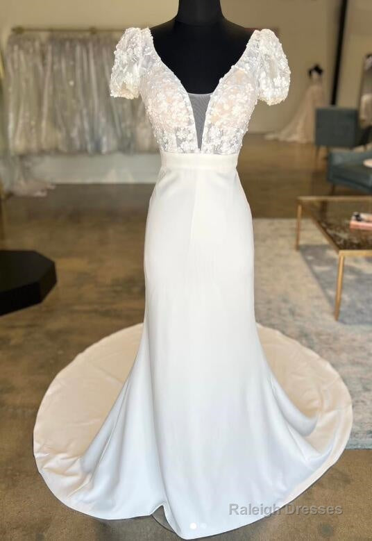 Open Back Satin/Lace Mermaid Wedding Dresses