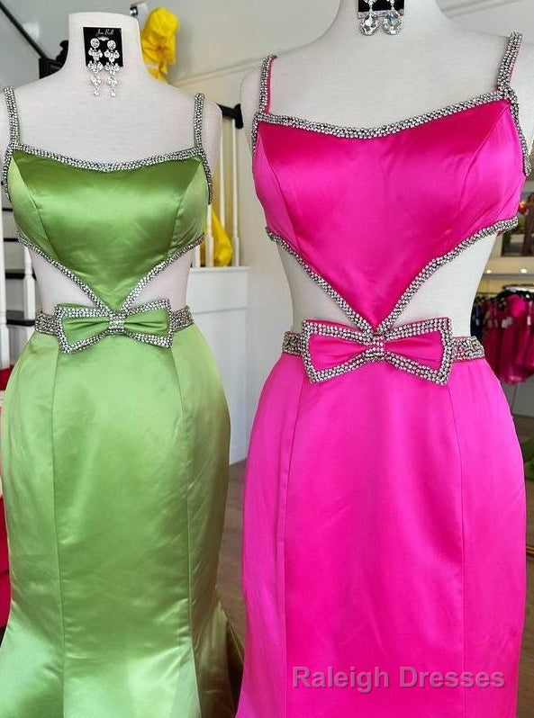 Open Back Satin Long Prom Dress with Cutouts and Bow Embellishments Secondary image