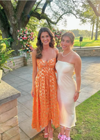 Orange A-Line Spaghetti Straps Chic Long Prom Dresses