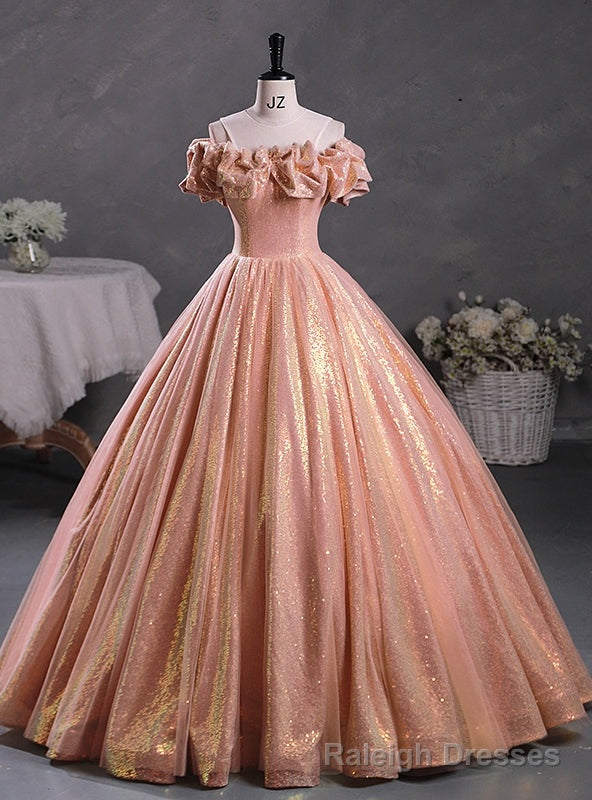 Orange Ball Gowns Sequins Quinceanera Dress