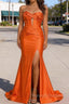 Orange Mermaid Sweetheart Corset Prom Dresses Long with Slit