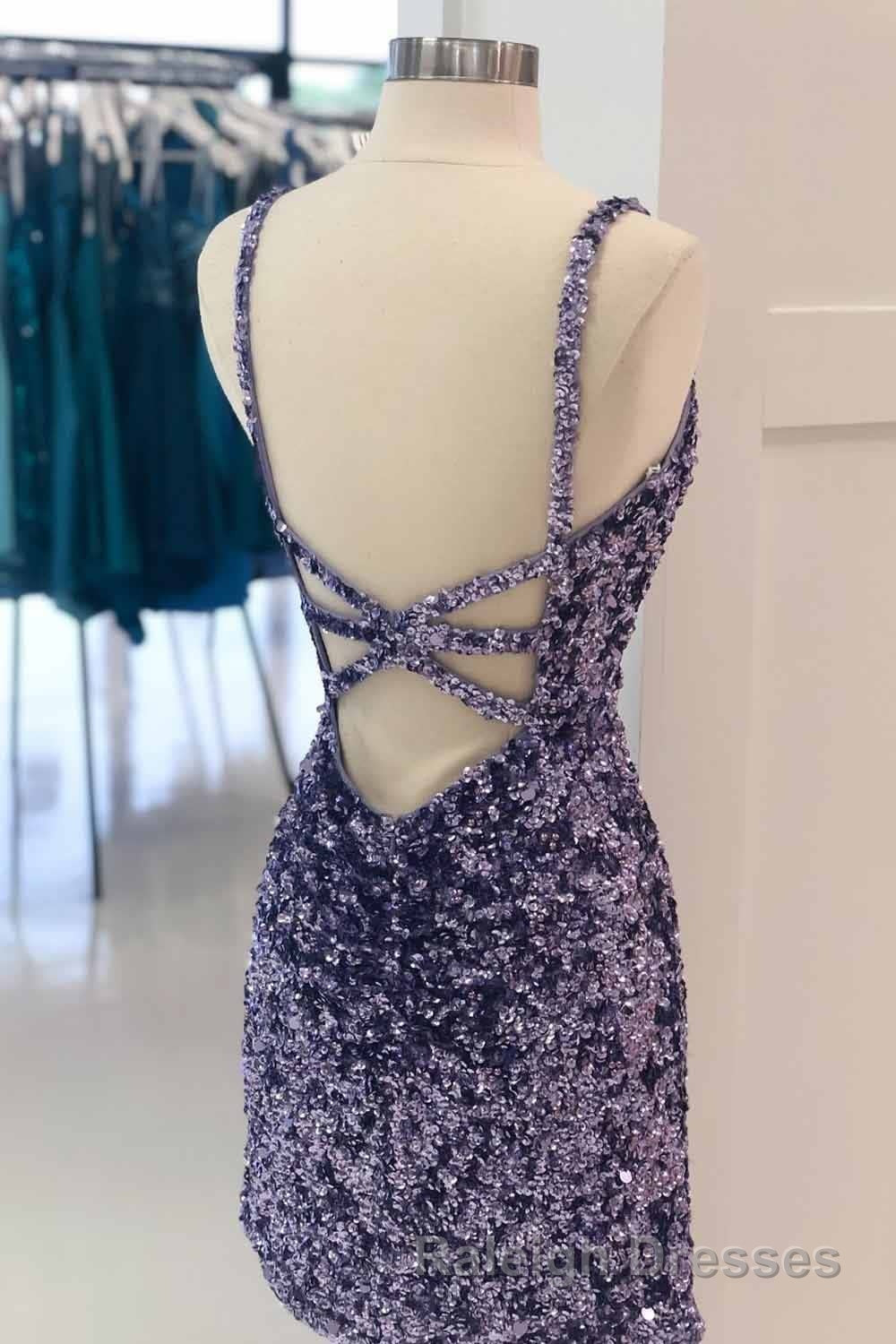 Orange One Shoulder Sequined Homecoming Dresses Secondary image
