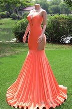 Orange Prom Dresses Sexy Mermaid Women Prom Dress Sleeveless Open Back