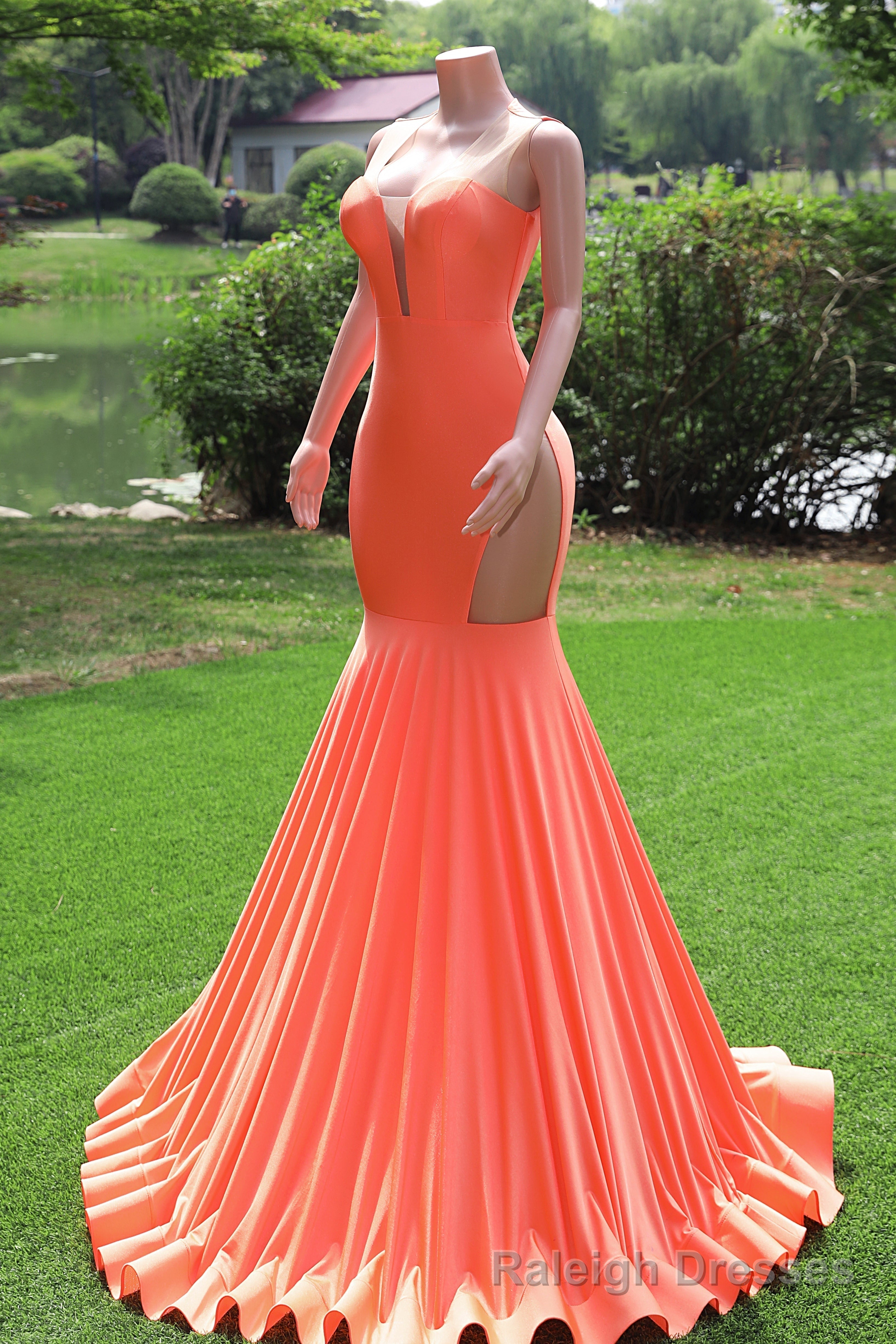 Orange Prom Dresses Sexy Mermaid Women Prom Dress Sleeveless Open Back