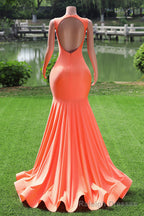 Orange Prom Dresses Sexy Mermaid Women Prom Dress Sleeveless Open Back